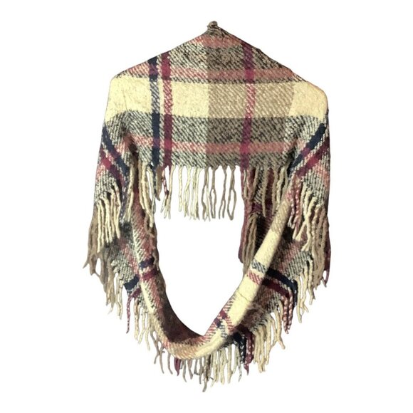 Plaid Fringe Scarf Wrap Shawl With Tassels One Size Multicolor Tartan Pattern - Picture 3 of 8